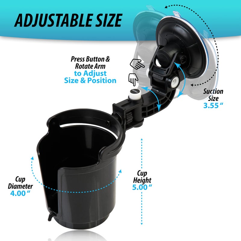 ZONETECH Recessed Folding Cup Drink Holder - Black Premium Quality Sturdy Vehicle Adjustable Beverage Organizer - Image 2